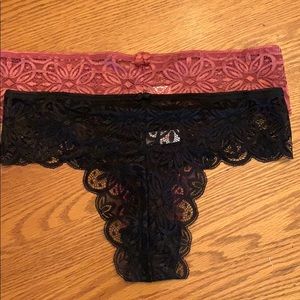 Panties New Thong Lace Sz md pink and black